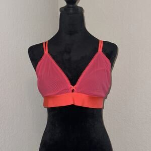 Parade Bralette Bra Women's 2 Pink Mesh Lace Trim Festival Wear Rave Wireless